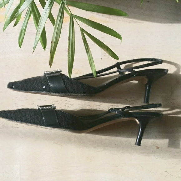 Kate Spade Black Wool Slingback w/Rhinestones - Picture 10 of 14